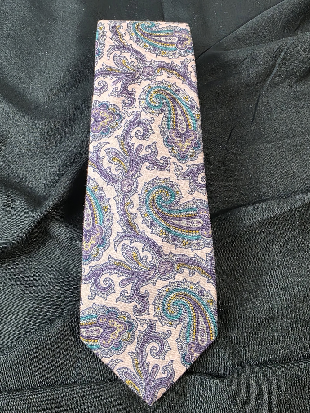 Vtg Woodhouse Lynch Wool Challis Tie Paisley Mens Necktie Made In USA 58"